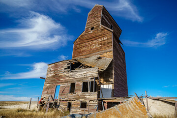 Wind Damaged Prairie Grain Elevator