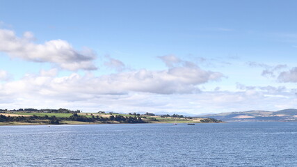 The Black Isle.  The view from Invergordon across Cromarty Firth to the Black Isle.  The Black Isle is a peninsula within Ross and Cromarty in the Scottish Highlands.