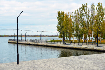 View of embankment on autumn day