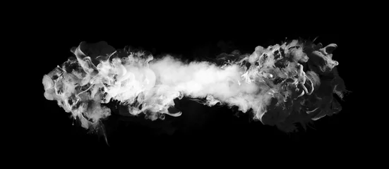 Rolgordijnen White smoke and colors blot on Black. Abstract background. © Liliia
