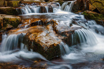 Obraz premium Beautiful scenery of the Wild Waterfall on the ?omnica river, Karpacz. Poland
