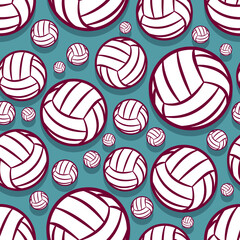 Seamless pattern with volleyball ball symbol. Vector illustration. Ideal for wallpaper, packaging, fabric, textile, wrapping paper design and any kind of decoration