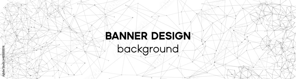 Wall mural white geometric abstract website banner. network technology concept. futuristic pattern with connect
