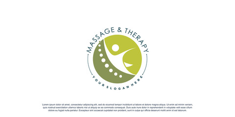 Chiropractic logo for massage and business with creative element concept Premium Vector - obrazy, fototapety, plakaty