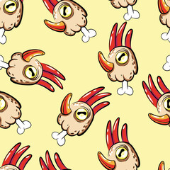 Seamless vector  pattern with chicken heads. Cute vector illustration for fabric. Perfect print for fabric, textile, wallpaper, poster, postcard and gift wrapping. 