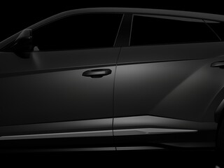 modern fast sports SUV and dark background 3d illustration