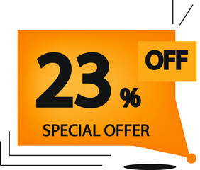 23% off special offer. Discount banner for stores and product