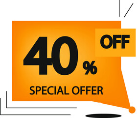 40% off special offer. Discount banner for stores and product