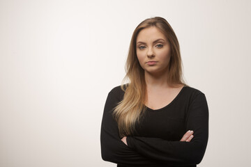 Obraz premium Angry woman portrait isolated in white background