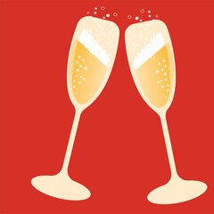 two glasses of champagne vector merry cristmas birhtday