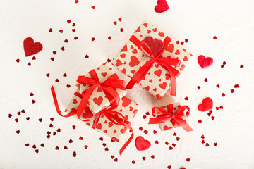Gifts for Valentine's Day on light background