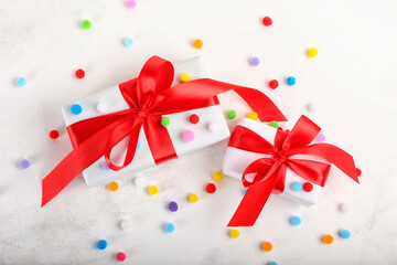 Gifts for Valentine's Day on light background