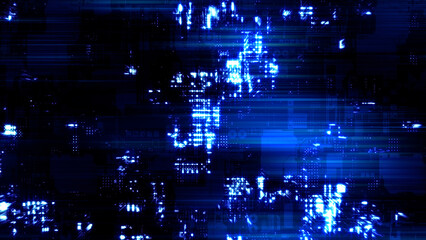 Obraz premium Blue shining technological cyber punk hi-tech bg - abstract 3D rendering