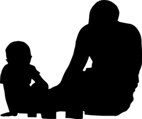 Father With Kids Silhouettes Father With Kids SVG EPS PNG