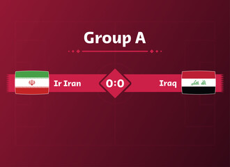 2022 world cup. Banner, poster or sports background. match between Iran and Iraq.vector illustration.