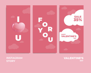 valentine design as social media story post with valentine greeting and discount.