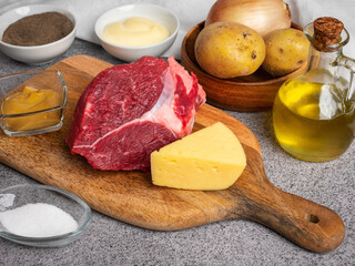 raw meat with vegetables