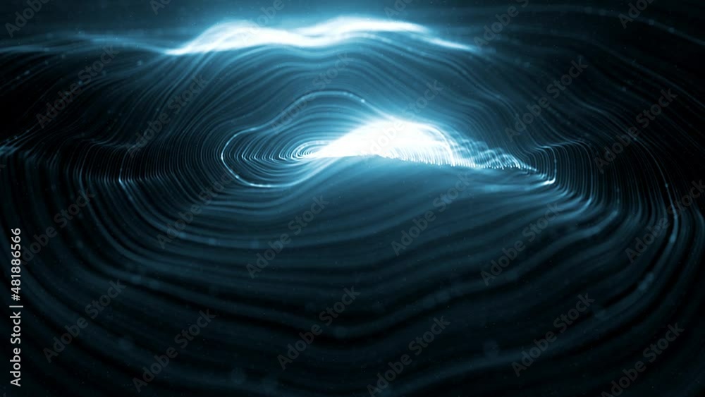 Poster abstract digital concentric rings and data lines loop/ 4k animation of an abstract wallpaper technol
