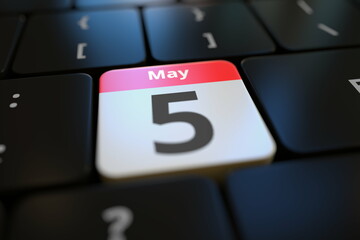May 5 date on a keyboard key, 3d rendering