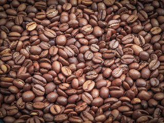 Background of the coffee beans. Close-up