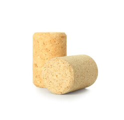 Wine corks on white background