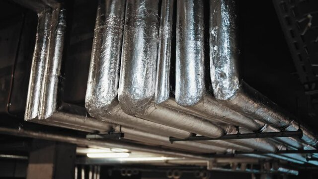 Residential Building Basement Heating Pipes Insulated with Mineral Wool Foam Aluminium Foil