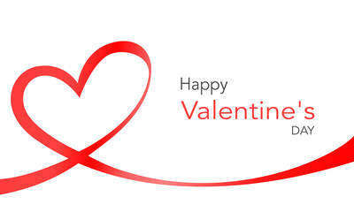 Happy Valentine's Day red ribbon banner