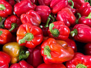 Red red peppers at farmers market