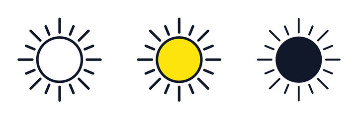 Sun Brightness icon symbol template for graphic and web design collection logo vector illustration