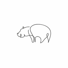 One line hippopotamus design silhouette. Hand drawn minimalism style vector illustration