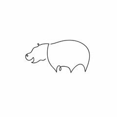 One line hippopotamus design silhouette. Hand drawn minimalism style vector illustration