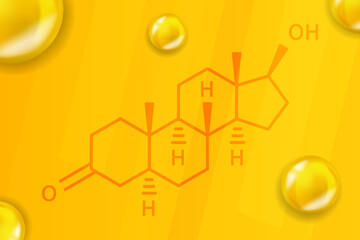 Dihydrotestosterone chemical formula. Dihydrotestosterone 3D Realistic chemical molecular structure
