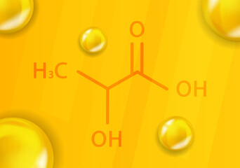 Lactic acid chemical formula. Lactic acid 3D Realistic chemical molecular structure