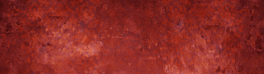 Old red worn vintage shabby damask patchwork tiles stone concrete cement wall texture background banner