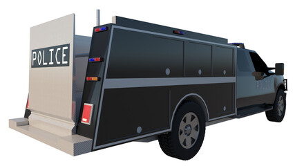 Police Truck 1- Perspective B view white background 3D Rendering Ilustracion 3D