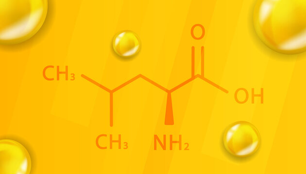 Leucine chemical formula. Leucine 3D Realistic chemical molecular structure
