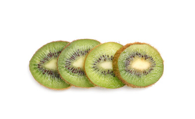 Slices of fresh kiwi isolated on white background