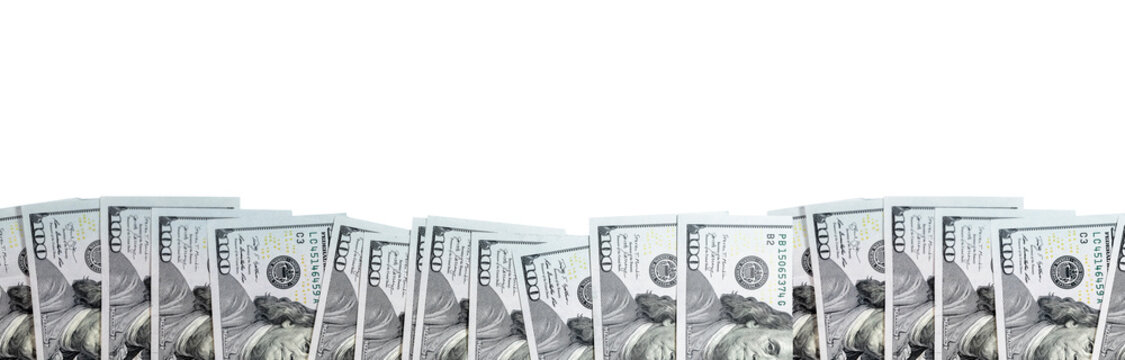 Dollar border isolated on white backgeound for decoration.