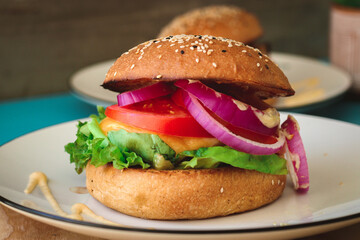 hamburger on a plate