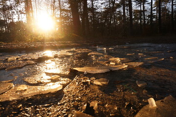 Eisschollen im Sonnenuntergang