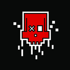 Pixelated Red Skull Head for Apparel Design especially for T shirt, jacket, hoodie, sweater or anything 