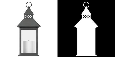 3D rendering illustration of a lantern with candle