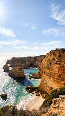 Fototapeta na wymiar Ocean beach, cliffs in Portugal