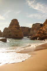 Ocean beach, cliffs in Portugal