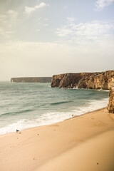 Ocean beach, cliffs in Portugal