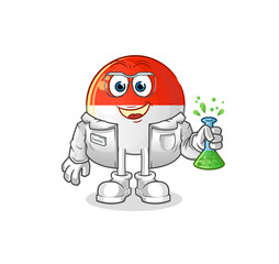 indonesian flag scientist character. cartoon mascot vector