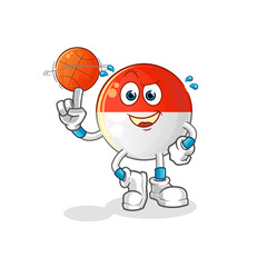 indonesian flag playing basket ball mascot. cartoon vector