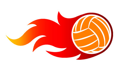 Obraz premium Vector illustration of volleyball ball with simple flame shape. Ideal for sticker, decal, sport logo and any kind of decoration.