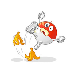indonesian flag slipped on banana. cartoon mascot vector