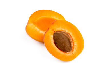 Fresh apricot fruit on the white background